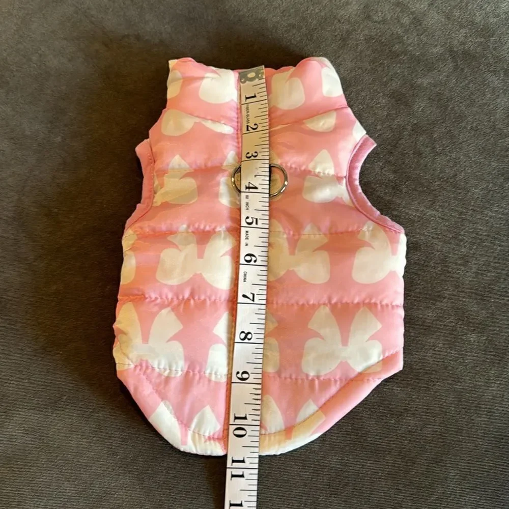 Dog Coat Jacket No-Pull Harness Pink Bow Design Zip Closure D-Rings Size S NWOT